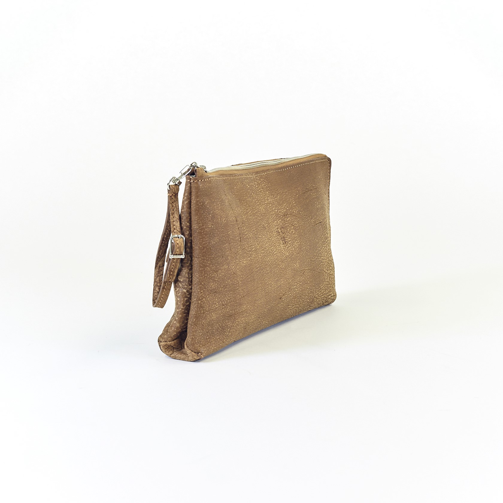 camel leather clutch