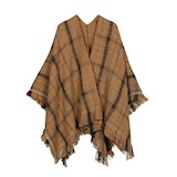 poncho check 135x165 cm - camel & burnt orange