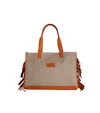 shopping bag 40x28 cm - beige & camel